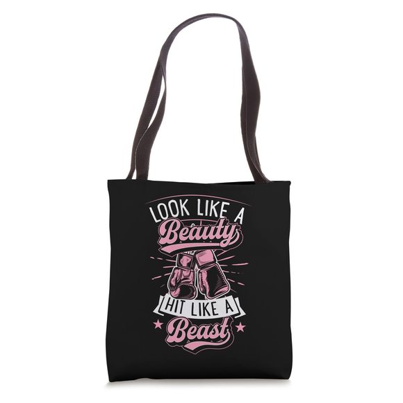 Like A Beauty Hit Like A Beast Karate Kickboxing Girl Tote Bag :) - Picture 1 of 4
